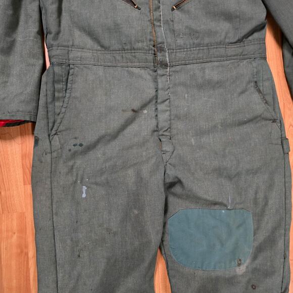 Vintage Zero Zone Insulated Coveralls Green Mens XL Workwear Bibs 90s - Picture 3 of 14